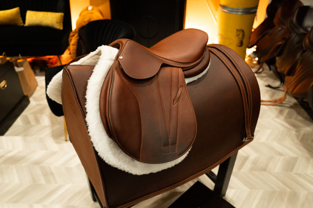 A French-made Butet riding saddle at The Royal Agricultural Winter Fair in Toronto.