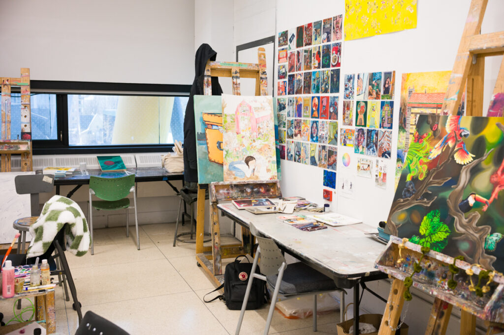 Photograph of the OCAD studio of Toronto artist Sam Stott.