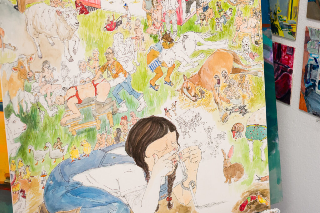 Photograph of the OCAD studio of Toronto artist Sam Stott.