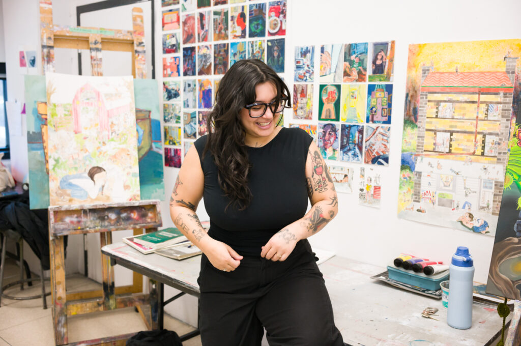 Portrait of Toronto Artist Sam Stott in her OCAD studio.