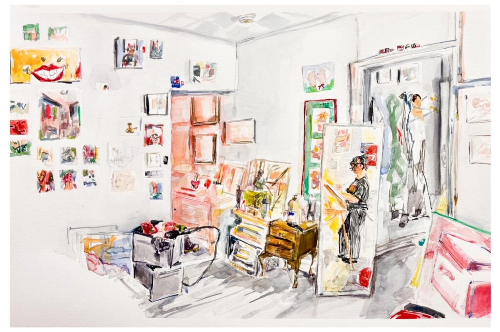 Self portrait by Toronto artist Sam Stott.