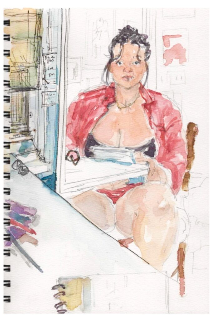 Self portrait by Toronto artist Sam Stott.
