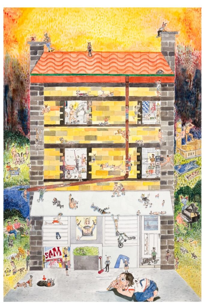 Painting and illustration of a house by Toronto artist Sam Stott.
